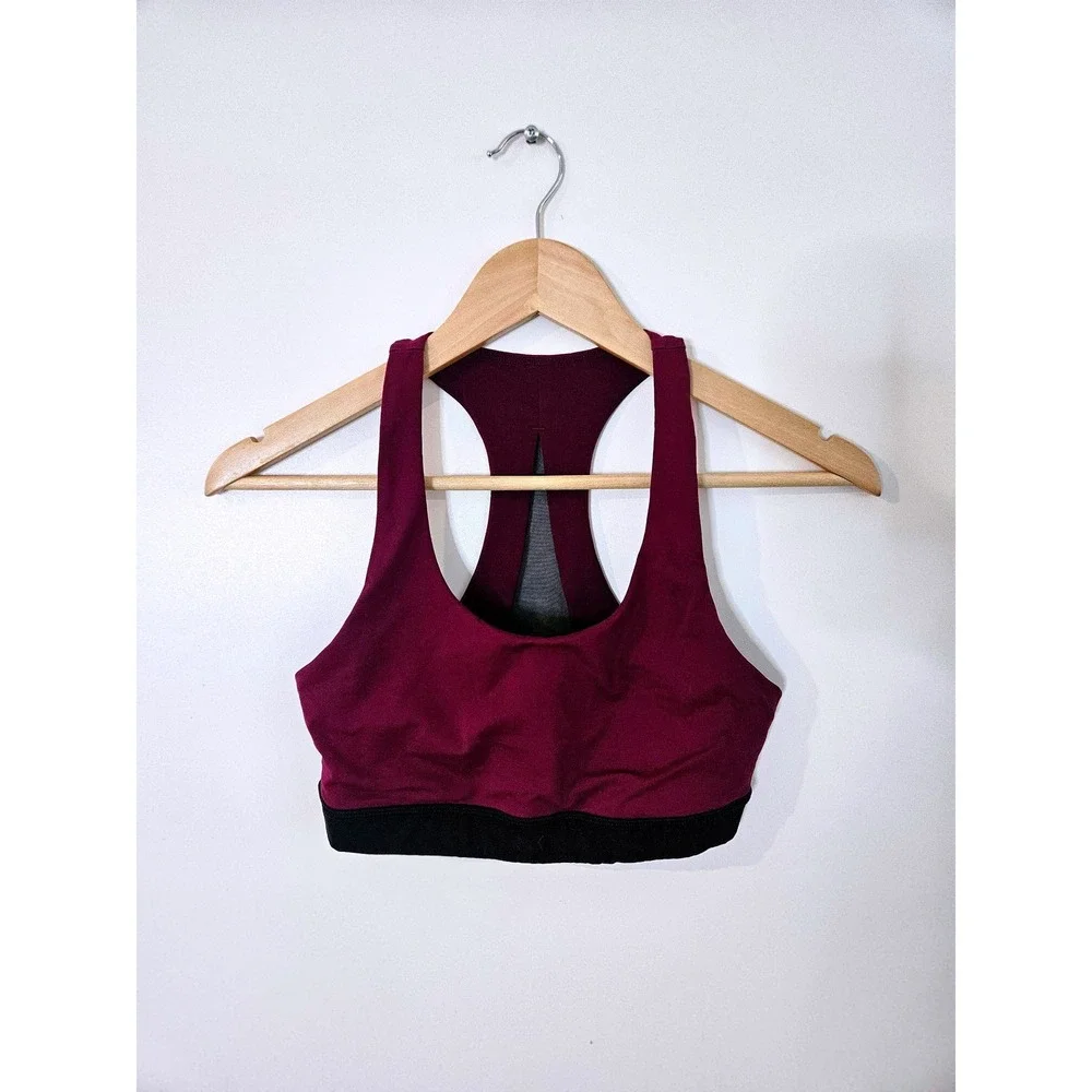 Lululemon Invigorate Bra Size 6‎ Magenta Purple Black Mesh Racerback Training